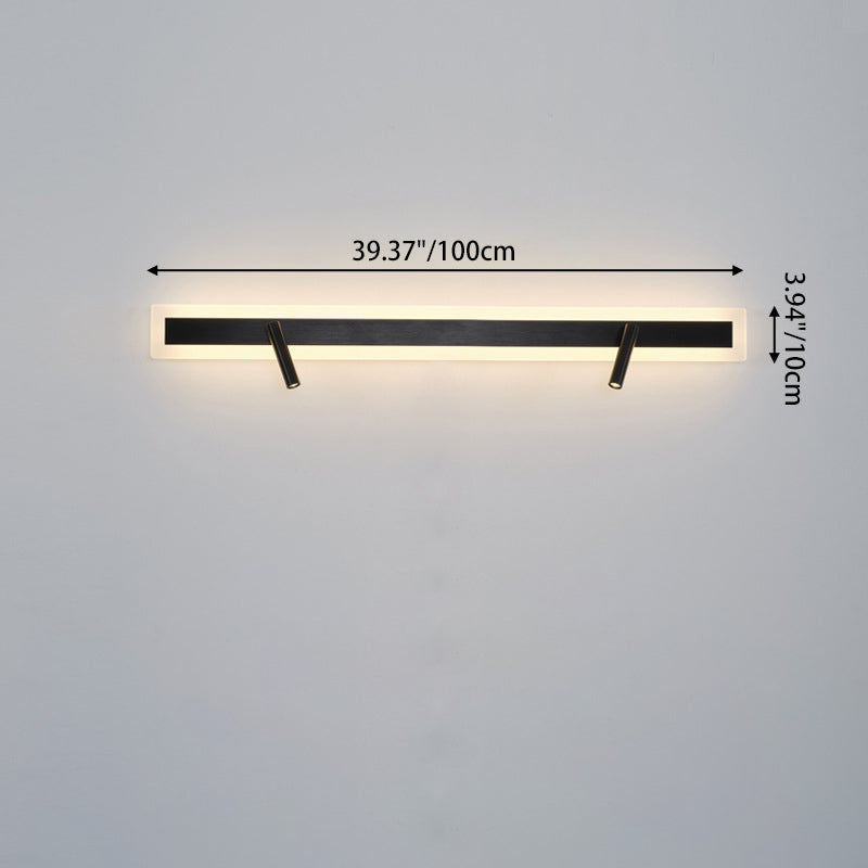 Moderne minimalistische Aluminium-Acryl-Rechteck-Drehbare Strahler LED-Wandleuchte für das Bett 