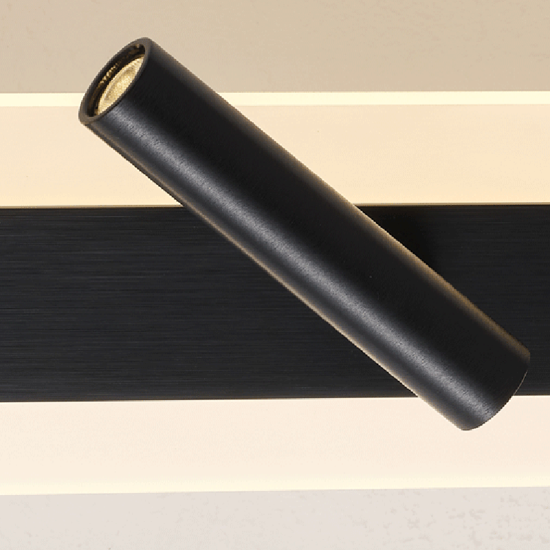 Applique murale LED minimaliste moderne en aluminium et acrylique rectangulaire rotative pour chevet 