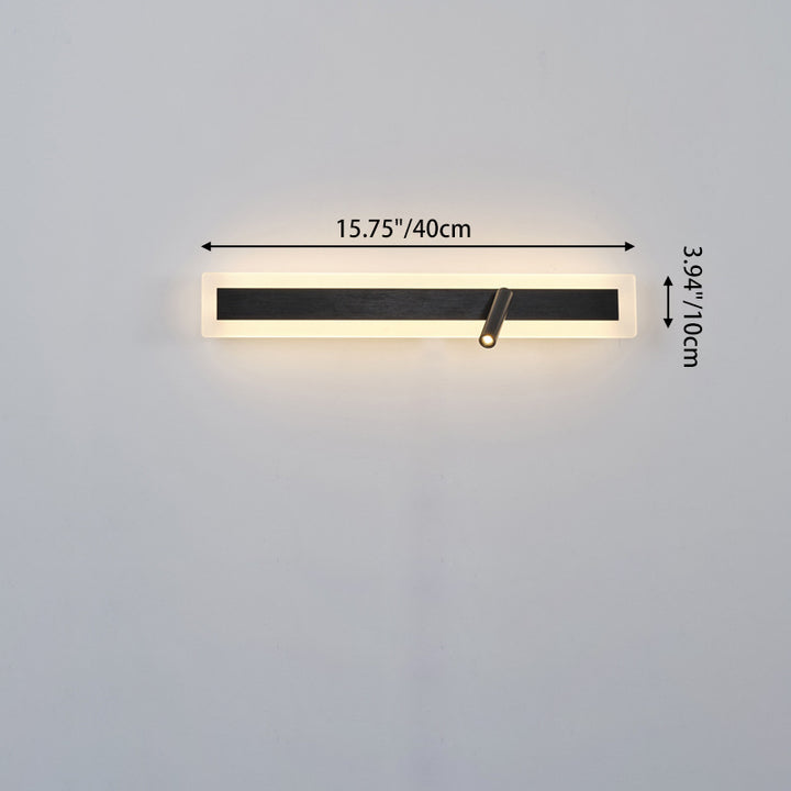 Applique murale LED minimaliste moderne en aluminium et acrylique rectangulaire rotative pour chevet 