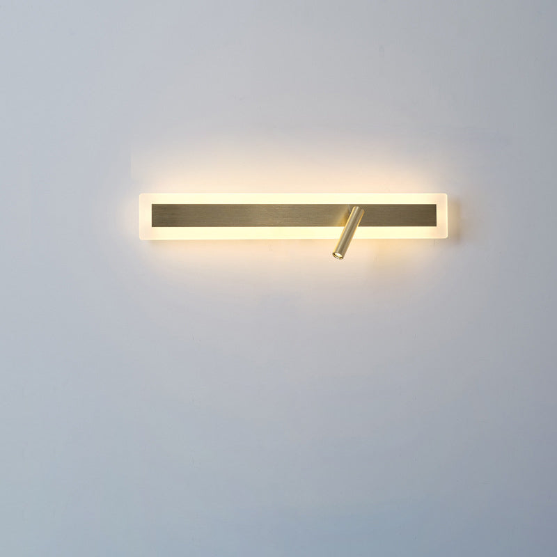 Moderne minimalistische Aluminium-Acryl-Rechteck-Drehbare Strahler LED-Wandleuchte für das Bett 