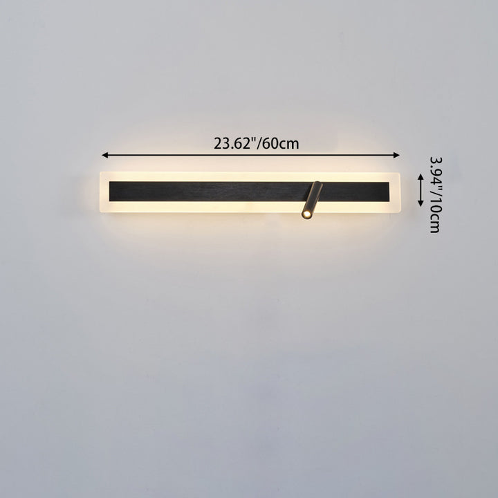Applique murale LED minimaliste moderne en aluminium et acrylique rectangulaire rotative pour chevet 