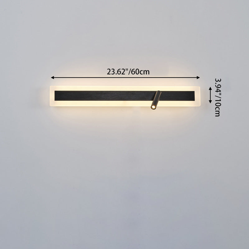 Moderne minimalistische Aluminium-Acryl-Rechteck-Drehbare Strahler LED-Wandleuchte für das Bett 