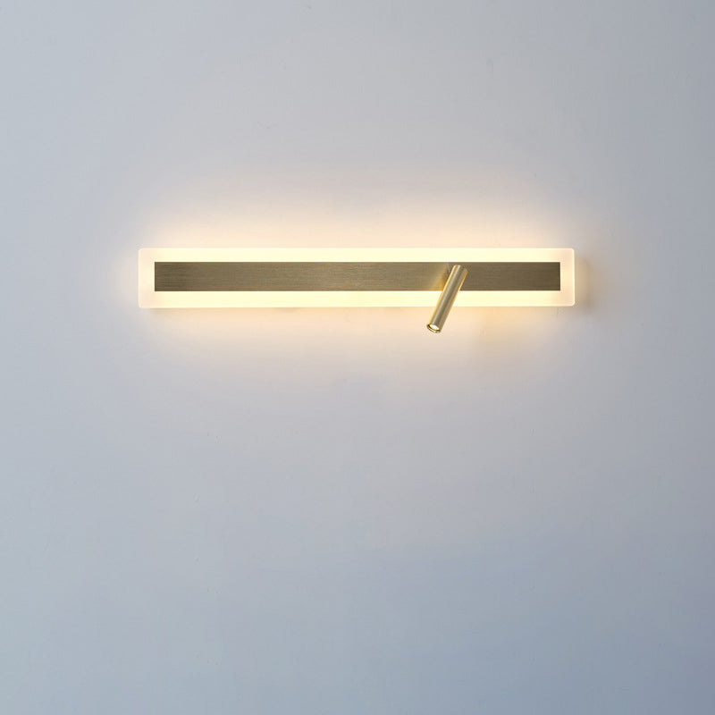 Moderne minimalistische Aluminium-Acryl-Rechteck-Drehbare Strahler LED-Wandleuchte für das Bett 