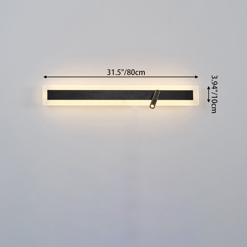 Moderne minimalistische Aluminium-Acryl-Rechteck-Drehbare Strahler LED-Wandleuchte für das Bett 