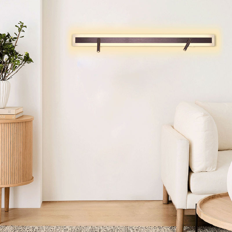 Applique murale LED minimaliste moderne en aluminium et acrylique rectangulaire rotative pour chevet 