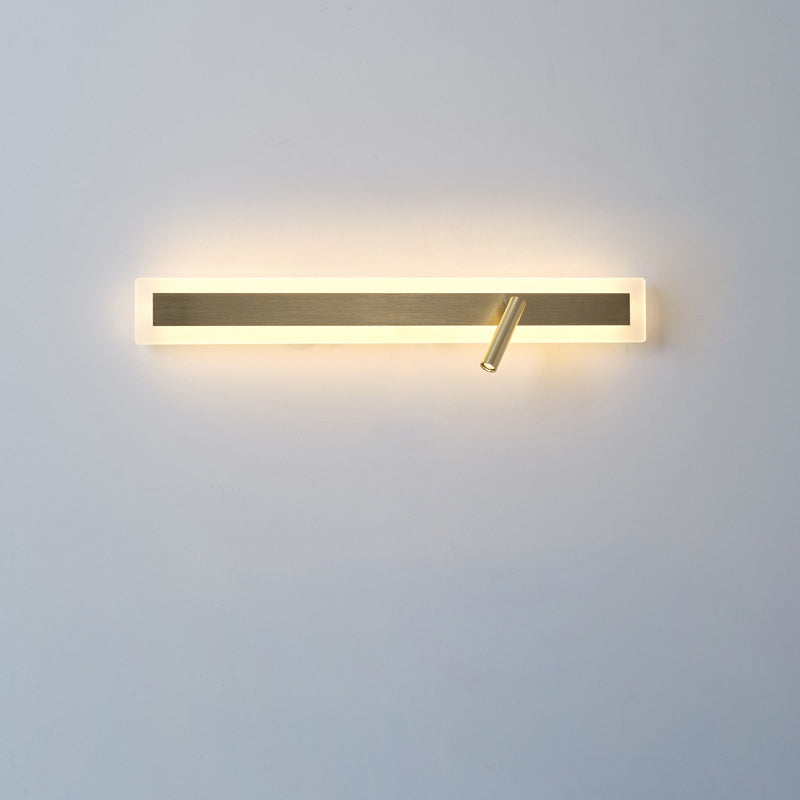 Applique murale LED minimaliste moderne en aluminium et acrylique rectangulaire rotative pour chevet 