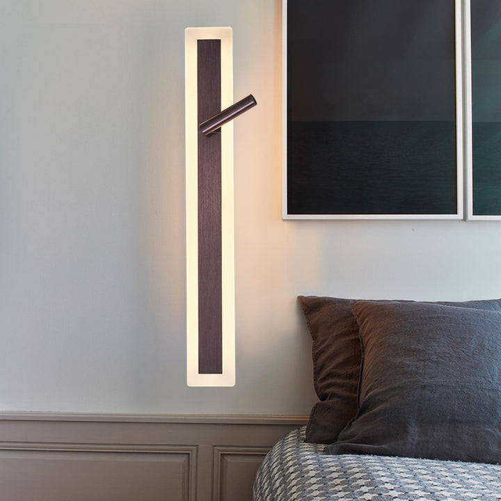 Applique murale LED minimaliste moderne en aluminium et acrylique rectangulaire rotative pour chevet 