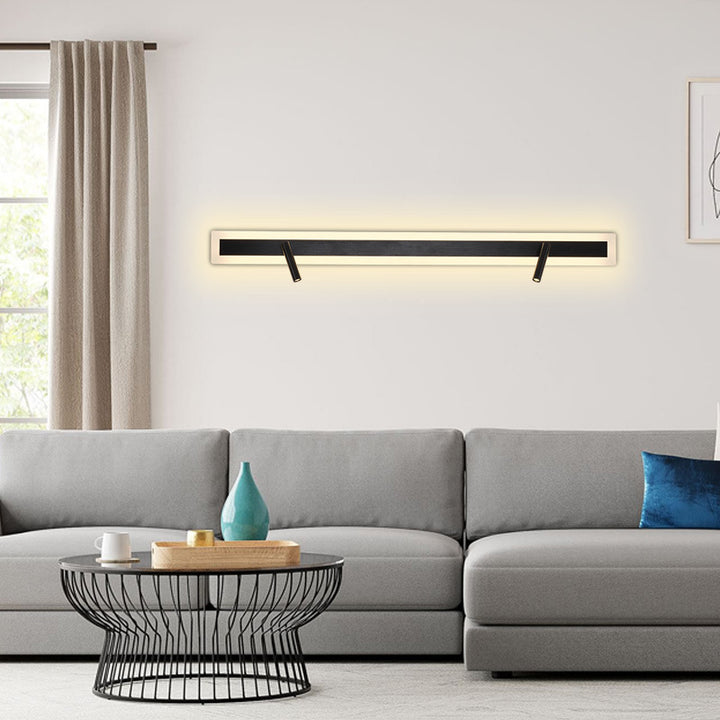 Applique murale LED minimaliste moderne en aluminium et acrylique rectangulaire rotative pour chevet 