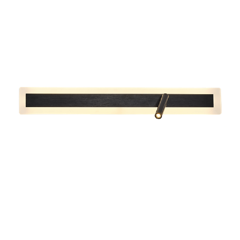 Applique murale LED minimaliste moderne en aluminium et acrylique rectangulaire rotative pour chevet 