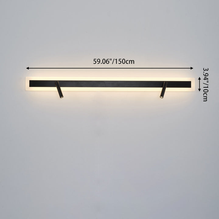 Applique murale LED minimaliste moderne en aluminium et acrylique rectangulaire rotative pour chevet 