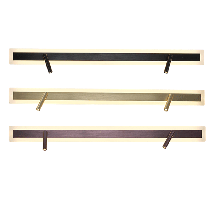 Applique murale LED minimaliste moderne en aluminium et acrylique rectangulaire rotative pour chevet 