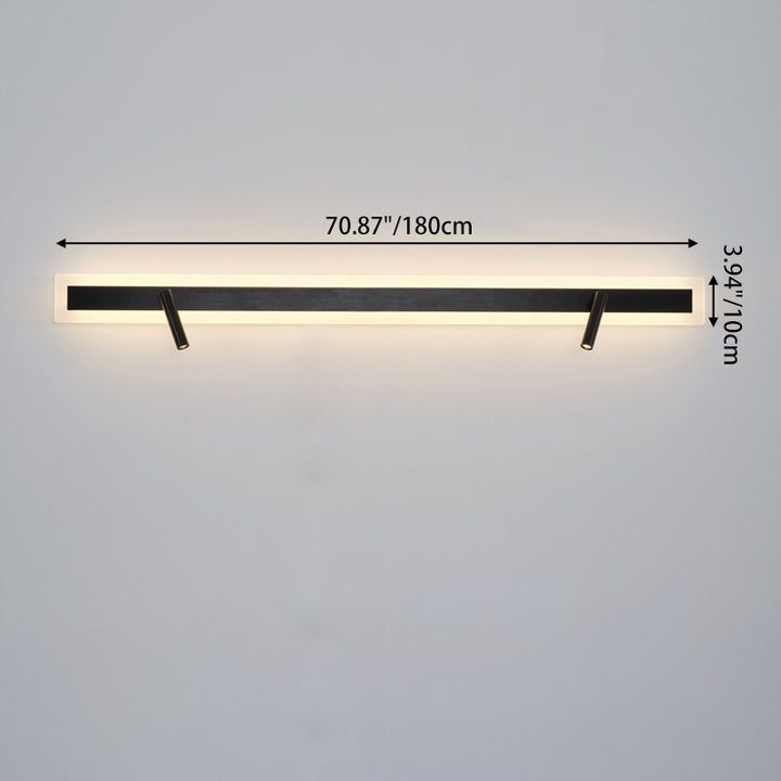 Applique murale LED minimaliste moderne en aluminium et acrylique rectangulaire rotative pour chevet 