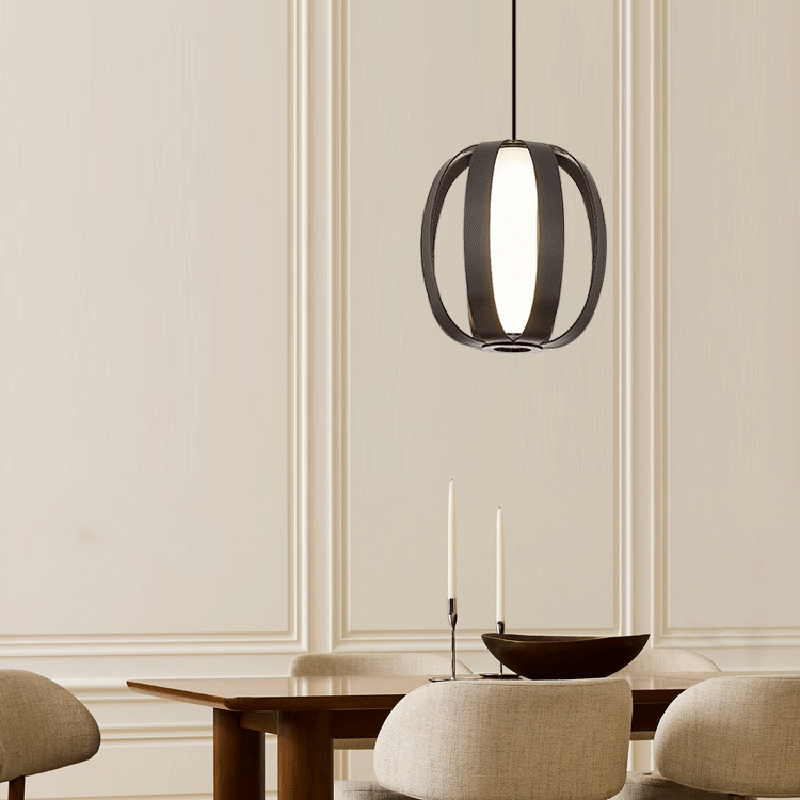 Zeitgenössische skandinavische Aluminium-Acryl-Kugellaterne LED Pendelleuchte für das Esszimmer 