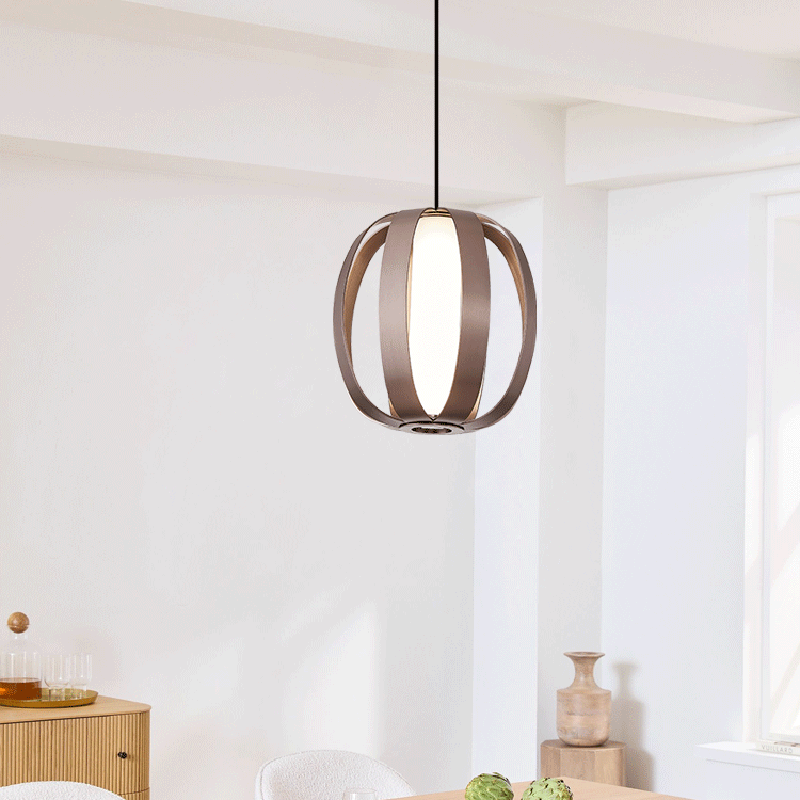 Zeitgenössische skandinavische Aluminium-Acryl-Kugellaterne LED Pendelleuchte für das Esszimmer 