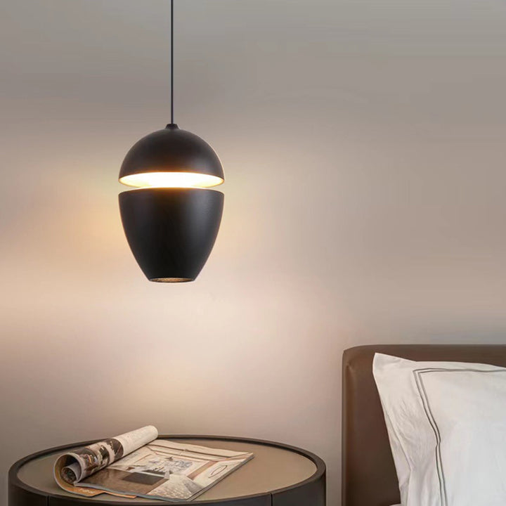 Lámpara colgante LED elíptica de aluminio contemporáneo escandinavo con forma de bala y elevable para mesita de noche 