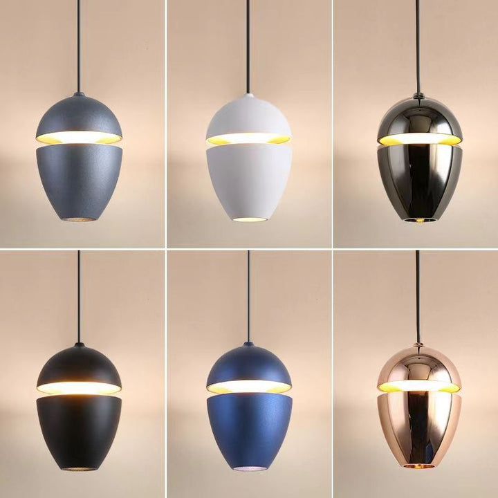 Lámpara colgante LED elíptica de aluminio contemporáneo escandinavo con forma de bala y elevable para mesita de noche 
