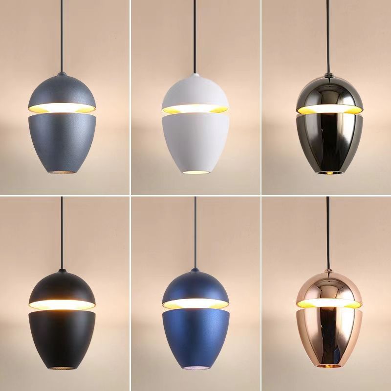 ضوء قلادة LED قابل للرفع على شكل رصاصة بيضاوية من الألومنيوم الإسكندنافي المعاصر للجانب السرير 