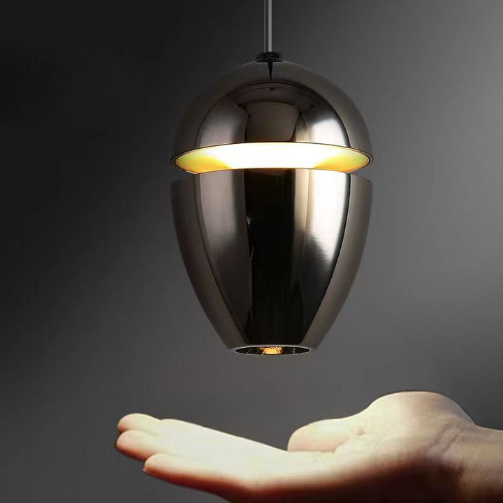 Lámpara colgante LED elíptica de aluminio contemporáneo escandinavo con forma de bala y elevable para mesita de noche 