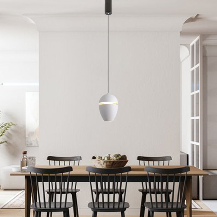 Lámpara colgante LED elíptica de aluminio contemporáneo escandinavo con forma de bala y elevable para mesita de noche 