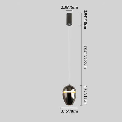 ضوء قلادة LED قابل للرفع على شكل رصاصة بيضاوية من الألومنيوم الإسكندنافي المعاصر للجانب السرير 