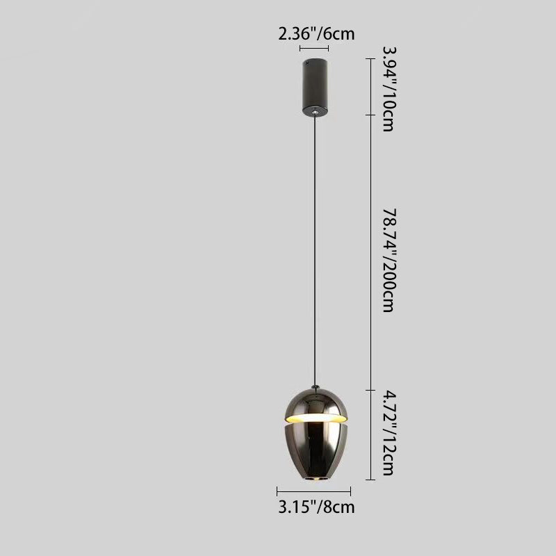 ضوء قلادة LED قابل للرفع على شكل رصاصة بيضاوية من الألومنيوم الإسكندنافي المعاصر للجانب السرير 