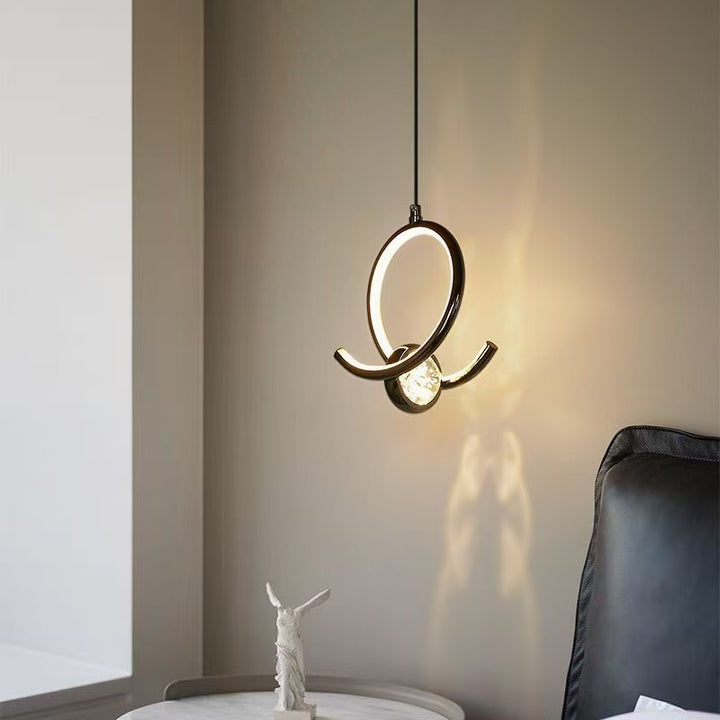 Contemporary Nordic Aluminum Crystal Circle Bubble LED Pendant Light For Bedside