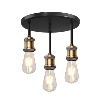 Plafonnier semi-encastré contemporain en fer industriel avec 1/3 ampoule pour salle à manger 