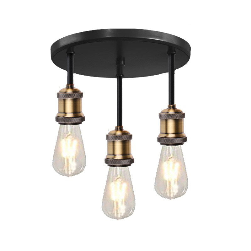 Plafonnier semi-encastré contemporain en fer industriel avec 1/3 ampoule pour salle à manger 