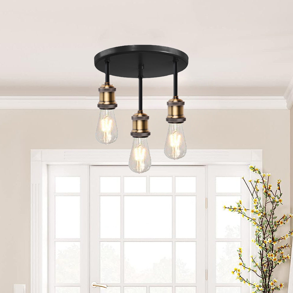 Zeitgenössische industrielle Eisenlampe 1/3 Licht Halbeinbau-Deckenleuchte für Esszimmer 