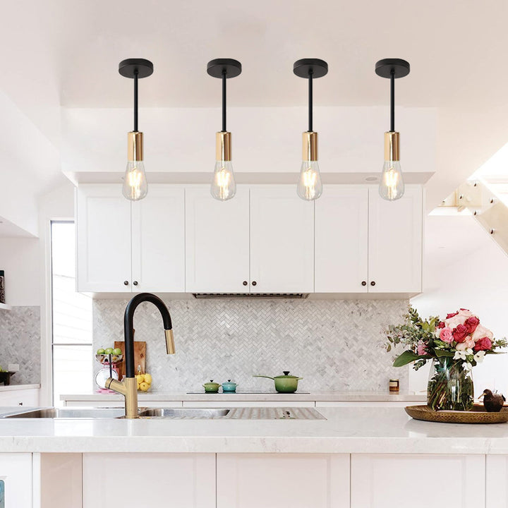 Contemporary Industrial Iron Bulb 1/3 Light Semi-Flush Mount Ceiling Light For Dining Room