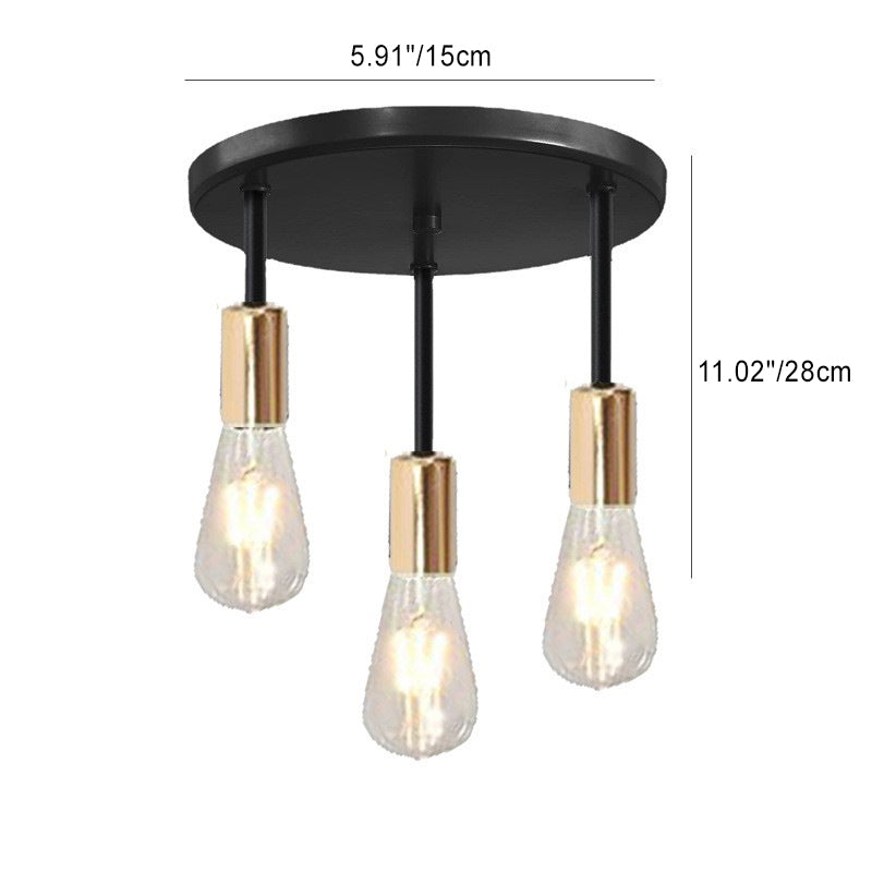 Plafonnier semi-encastré contemporain en fer industriel avec 1/3 ampoule pour salle à manger 