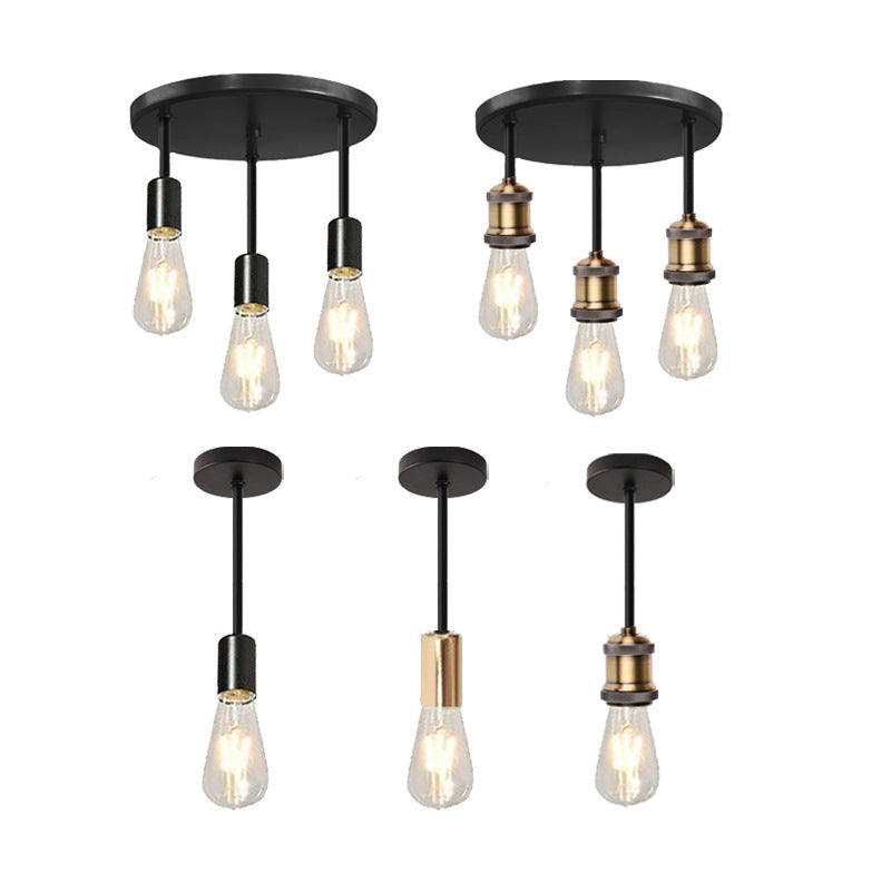 Plafonnier semi-encastré contemporain en fer industriel avec 1/3 ampoule pour salle à manger 