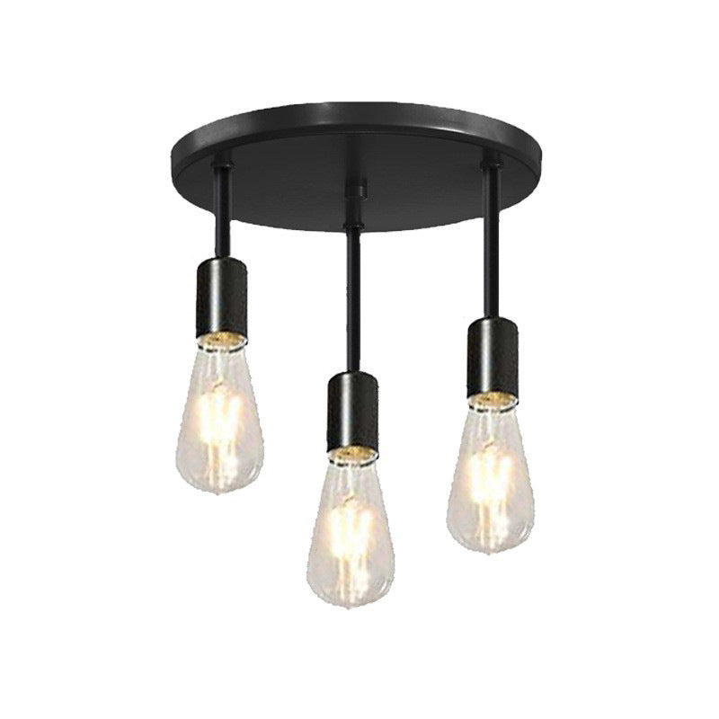 Plafonnier semi-encastré contemporain en fer industriel avec 1/3 ampoule pour salle à manger 