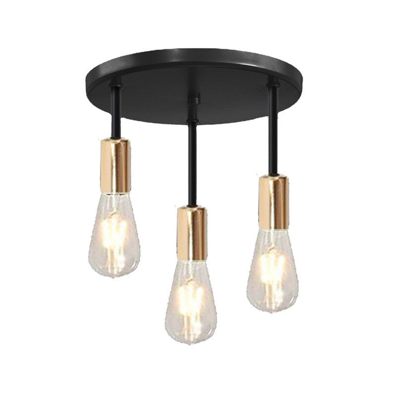 Plafonnier semi-encastré contemporain en fer industriel avec 1/3 ampoule pour salle à manger 