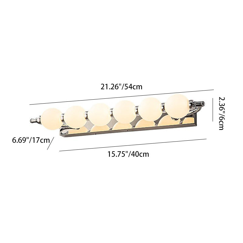 Applique murale LED en boule PC en aluminium et acier inoxydable nordique contemporain pour éclairage de salle de bain 