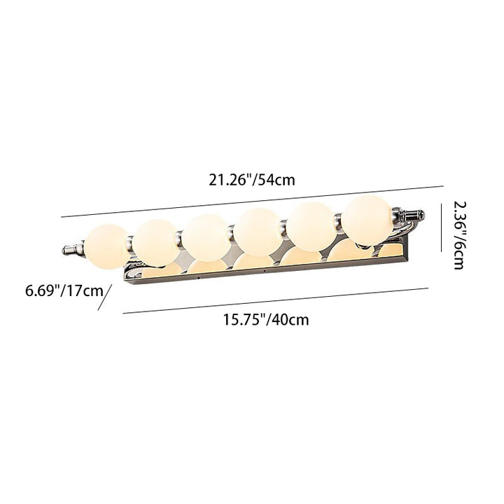 Applique murale LED en boule PC en aluminium et acier inoxydable nordique contemporain pour éclairage de salle de bain 