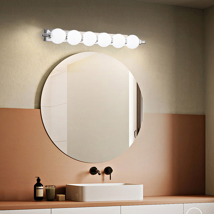 Applique murale LED en boule PC en aluminium et acier inoxydable nordique contemporain pour éclairage de salle de bain 
