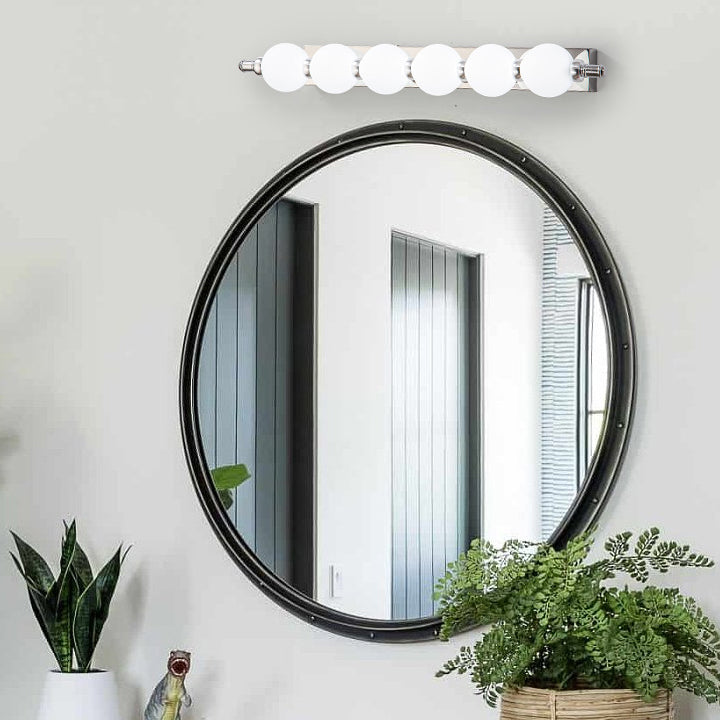 Applique murale LED en boule PC en aluminium et acier inoxydable nordique contemporain pour éclairage de salle de bain 