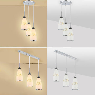 Modern Simplicity Hardware Glass Flower Bullet 1/3 Light Pendant Light For Dining Room