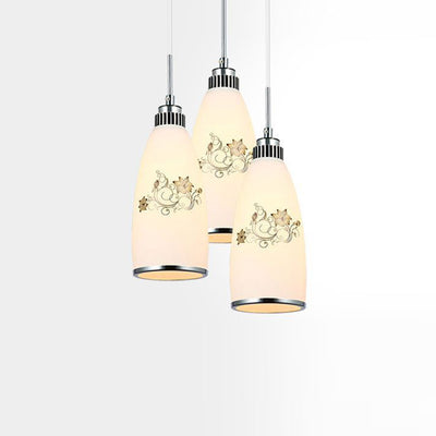 Modern Simplicity Hardware Glass Flower Bullet 1/3 Light Pendant Light For Dining Room