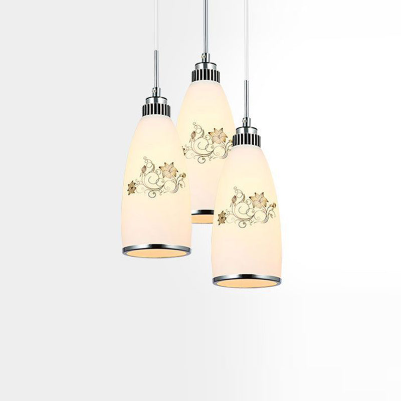 Modern Simplicity Hardware Glass Flower Bullet 1/3 Light Pendant Light For Dining Room