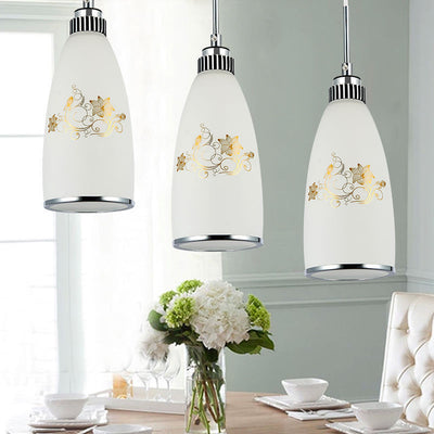 Modern Simplicity Hardware Glass Flower Bullet 1/3 Light Pendant Light For Dining Room