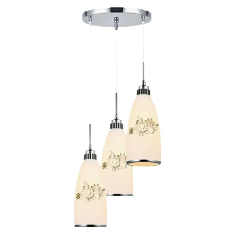 Modern Simplicity Hardware Glass Flower Bullet 1/3 Light Pendant Light For Dining Room