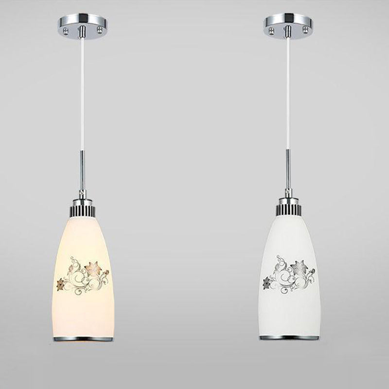 Modern Simplicity Hardware Glass Flower Bullet 1/3 Light Pendant Light For Dining Room
