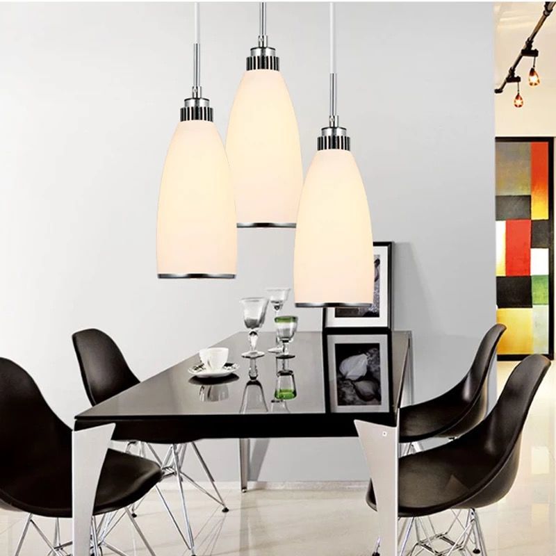 Modern Simplicity Hardware Glass Flower Bullet 1/3 Light Pendant Light For Dining Room