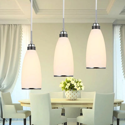 Modern Simplicity Hardware Glass Flower Bullet 1/3 Light Pendant Light For Dining Room