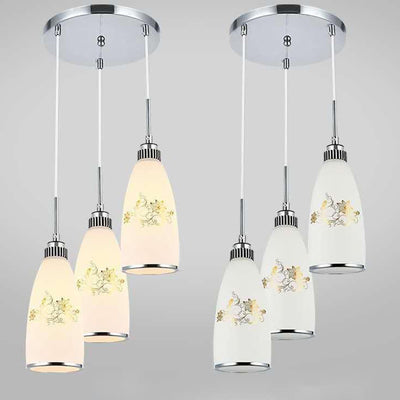 Modern Simplicity Hardware Glass Flower Bullet 1/3 Light Pendant Light For Dining Room