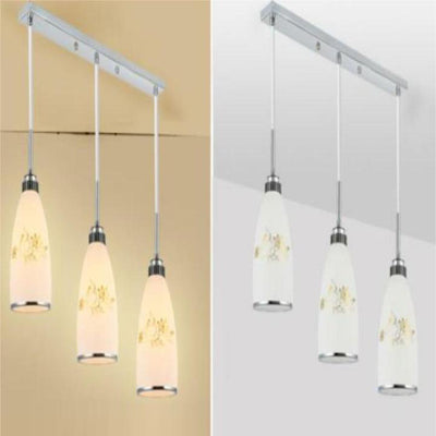 Modern Simplicity Hardware Glass Flower Bullet 1/3 Light Pendant Light For Dining Room