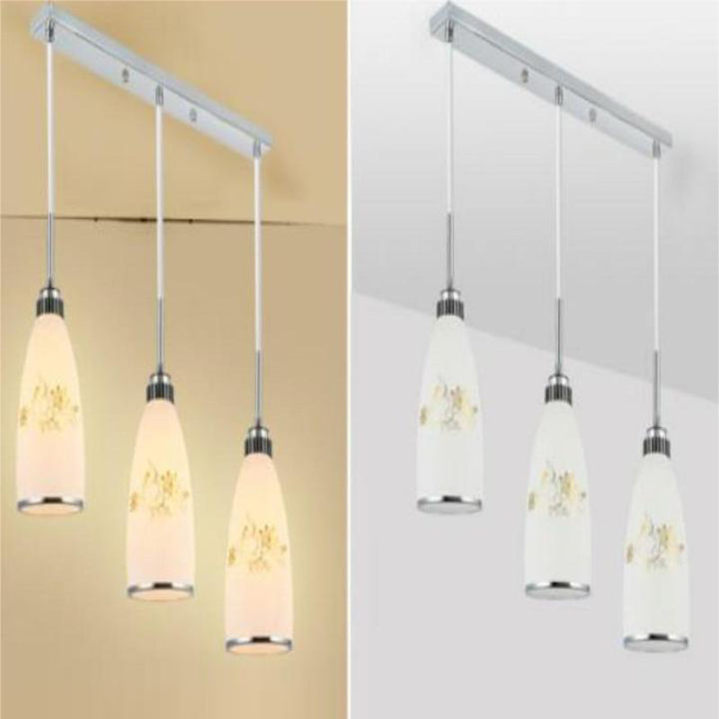 Modern Simplicity Hardware Glass Flower Bullet 1/3 Light Pendant Light For Dining Room