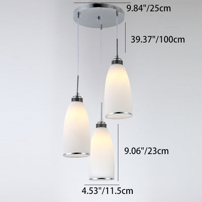 Modern Simplicity Hardware Glass Flower Bullet 1/3 Light Pendant Light For Dining Room